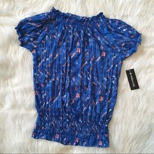 Allie & Rob Printed Crinkle Chevron Blouse